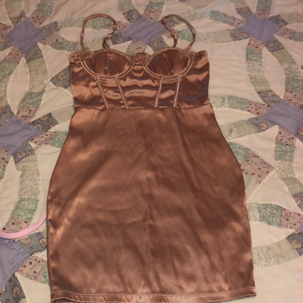 Rose gold satin dress